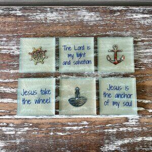 6pc Jesus is my Light - Take the Wheel - Anchor of my Soul Resin Drink Coasters